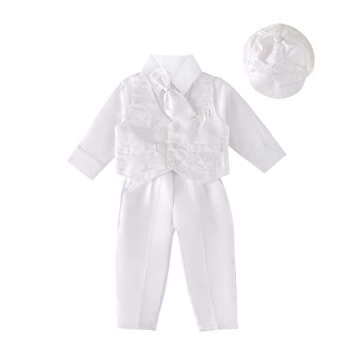 Lito Angels Baby Jungen Taufkleidung Taufanzug Taufe Kleidung Weißer Anzug mit Haube Größe 18-24 Monate 92 (Tag-Nummer XL) von Lito Angels