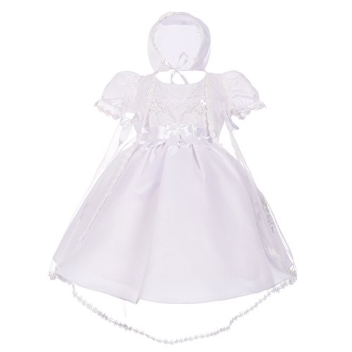 Lito Angels Taufkleid für Baby Mädchen, Satin Weiß Taufe Kleid mit Spitze Umhang Cape und Taufhaube, Größe 9-12 Monate 80 von Lito Angels
