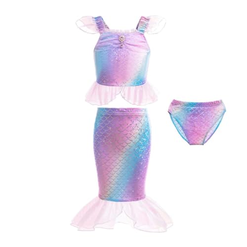 Lito Angels Badeanzug Tankini Kostüm Prinzessin Meerjungfrau mit Rock Verkleidung für Kleinkind Mädchen Größe 2-3 Jahre 98 von Lito Angels