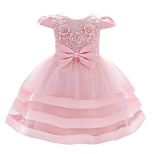 Lito Angels Blumenmädchen Hochzeit Kleid Elegantes Ballkleid Prinzessinenkleid für Baby Mädchen Größe 18-24 Monate 92 Rosa 424 von Lito Angels