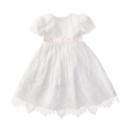 Lito Angels Blumenmädchen Kleid Hochzeit Weißes Spitzenkleid für Mädchen Baby, Prinzessin Abendkleid Ballkleid Weihnachten, Größe 6-12 Monate 74 80 von Lito Angels