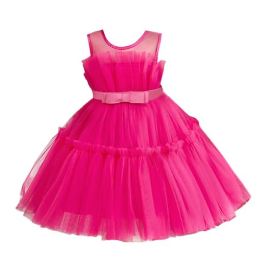 Lito Angels Elegantes Kleid Hochzeit Blumenmädchen Ballkleid Tüllkleid für Baby Mädchen Größe 12-24 Monate 92, Heißes Rosa (Tag-Nummer 80) von Lito Angels