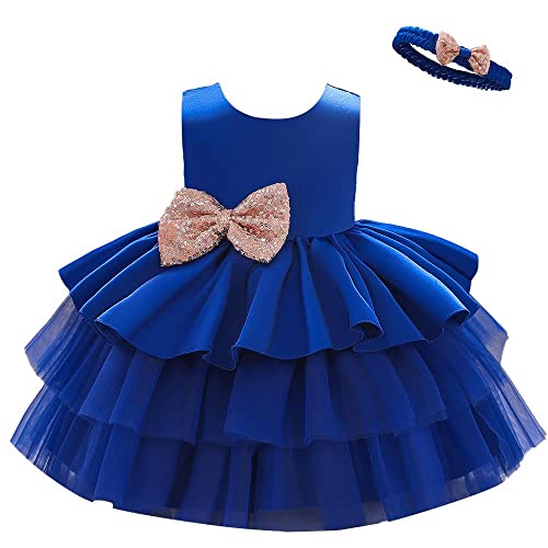 Lito Angels Elegantes Kleid Hochzeit Blumenmädchen Ballkleid Tüllkleid mit Stirnband für Kleinkind Mädchen Größe 2-3 Jahre 98, Königsblau (Tag-Nummer 90) von Lito Angels