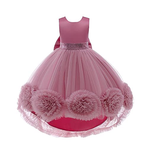 Lito Angels Elegantes Prinzessin Kleid Hochzeit Blumenmädchen Ballkleid Tüllkleid für Kleinkind Mädchen Größe 6-7 Jahre 122, Staubige Rose (Tag-Nummer 130) von Lito Angels