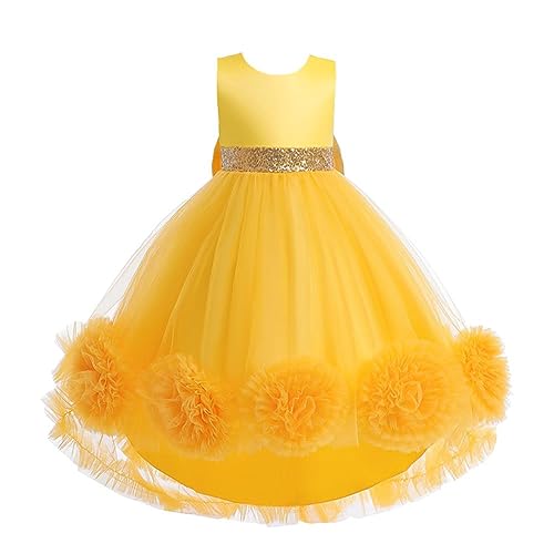 Lito Angels Elegantes Prinzessin Kleid Hochzeit Blumenmädchen Ballkleid Tüllkleid für Kleinkind Mädchen Größe 2-3 Jahre 98, Gelb (Tag-Nummer 100) von Lito Angels