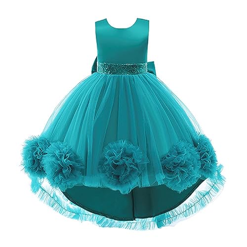 Lito Angels Elegantes Prinzessin Kleid Hochzeit Blumenmädchen Ballkleid Tüllkleid für Kleinkind Mädchen Größe 6-7 Jahre 122, Blaugrün (Tag-Nummer 130) von Lito Angels