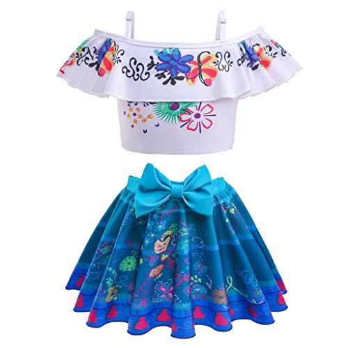 Lito Angels Encanto Mirabel Badeanzug Zweiteiler für Kinder Mädchen, Badekleid Schwimmanzug Größe 7-8 Jahre 128 von Lito Angels