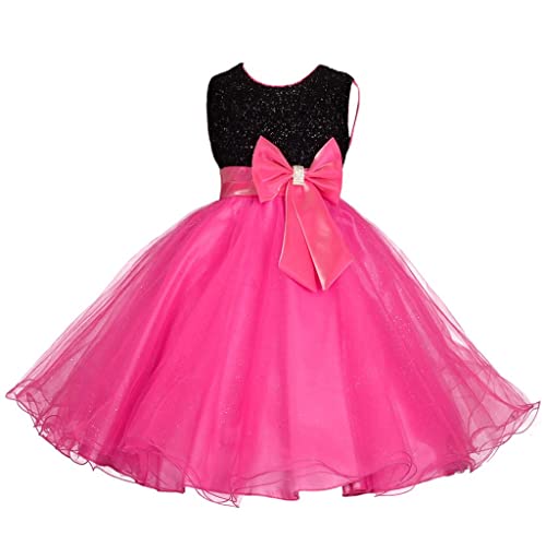 Lito Angels Hochzeit Blumenmädchen Ballkleid Prinzessin Geburtstagskleid Weihnachten Party Kleid für Kinder Mädchen Größe 6-7 Jahre 122, Pink von Lito Angels