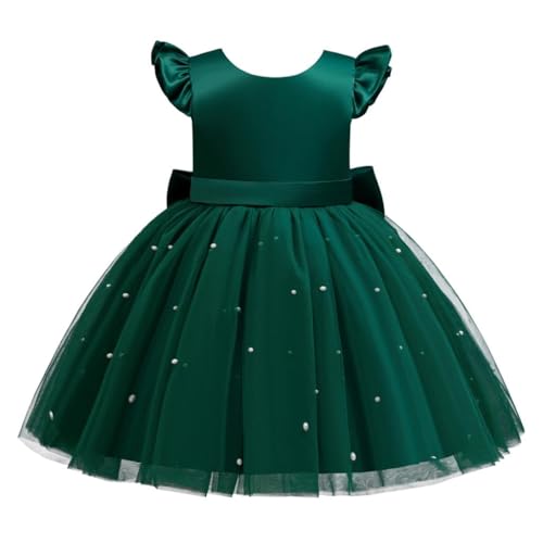 Lito Angels Hochzeit Blumenmädchen Kleid Kleidung Ballkleid Tüllkleid mit Perlen Kinder Mädchen Größe 5-6 Jahre 116, Grün von Lito Angels