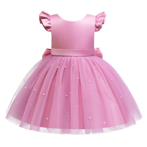 Lito Angels Hochzeit Blumenmädchen Kleid Kleidung Ballkleid Tüllkleid mit Perlen Kleinkind Mädchen Größe 3-4 Jahre 104, Rosa von Lito Angels