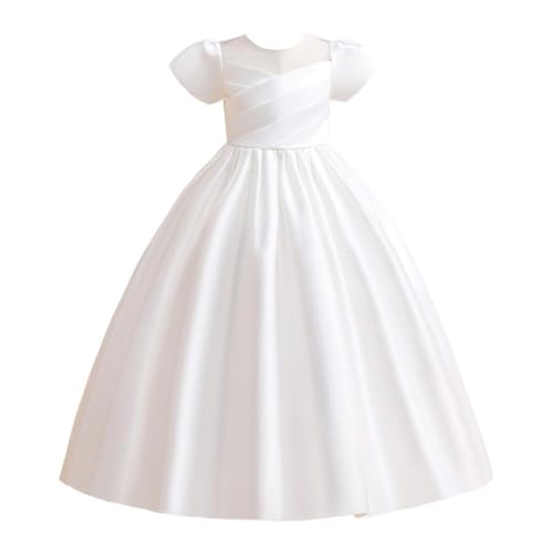 Lito Angels Hochzeit Blumenmädchen Weihnachten Kleid Kleidung Ballkleid Kinder Mädchen Größe 7-8 Jahre 128, Weiß von Lito Angels