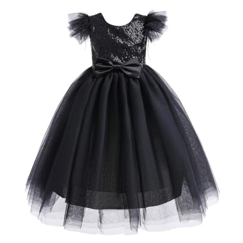 Lito Angels Hochzeit Blumenmädchen Weihnachten Kleid Kleidung Ballkleid Tüllkleid Kleinkind Mädchen Größe 4 Jahre 104, Schwarz von Lito Angels