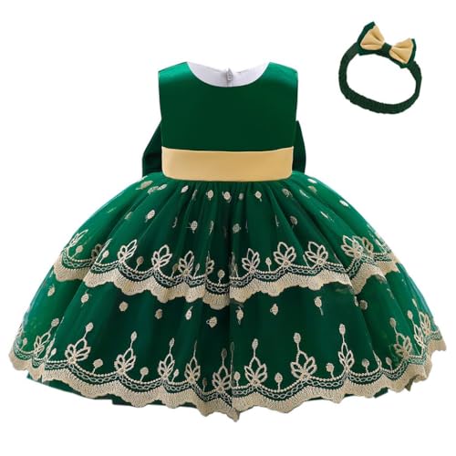 Lito Angels Hochzeit Blumenmädchen Weihnachten Kleid Kleidung Ballkleid mit Stirnband für Kleinkind Mädchen Größe 3-4 Jahre 104, Grün (Tag-Nummer 110) von Lito Angels