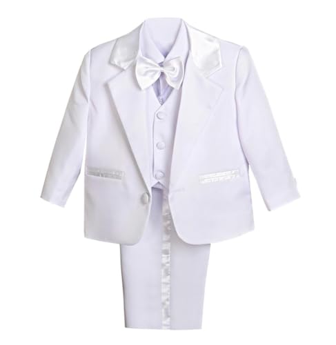 Lito Angels Jungen 5 Stück set Formale Tuxedo Anzug Taufe Taufanzug Gr. 4 Jahre Weiß von Lito Angels