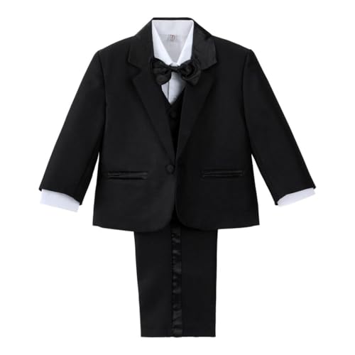 Lito Angels Kleinkind Anzug Jungen Hochzeit, 5 Teiliges Set (Sakko, Weste, Hemd, Hose & Krawatte), Schwarz, Größe 2-3 Jahre 98 (Tag-Nummer 03) von Lito Angels