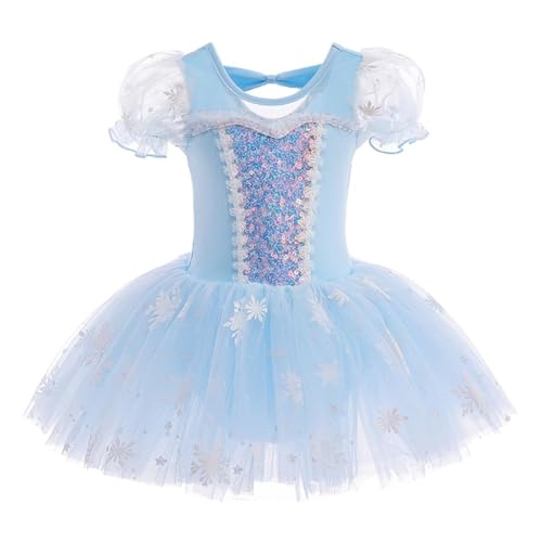 Lito Angels Kleid Tutu Tanz Kostüm Prinzessin Elsa Ballerina Gymnastikanzug Blau mit Ballettrock Mädchen Klein Größe 2-3 Jahre 98 Geburtstag Party von Lito Angels