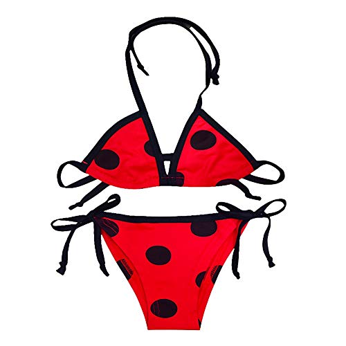 Lito Angels Ladybug Marienkäfer Zweiteiler Badeanzug für Kinder Mädchen, Bikini Triangel Bademode mit Polka Dots Größe Gr. 6-7 Jahre 122 von Lito Angels