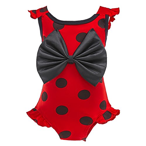 Lito Angels Ladybug Marienkäfer Einteiler Badeanzug für Kinder Mädchen, Bademode mit Polka Dots Größe Gr. 3-4 Jahre 104, Stil B von Lito Angels