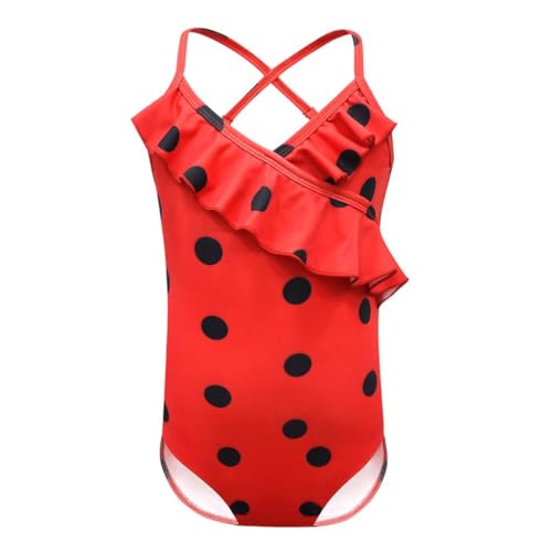 Lito Angels Ladybug Marienkäfer Einteiler Badeanzug für Kleinkind Mädchen, Bademode mit Polka Dots Größe 4-5 Jahre 110, Stil C von Lito Angels