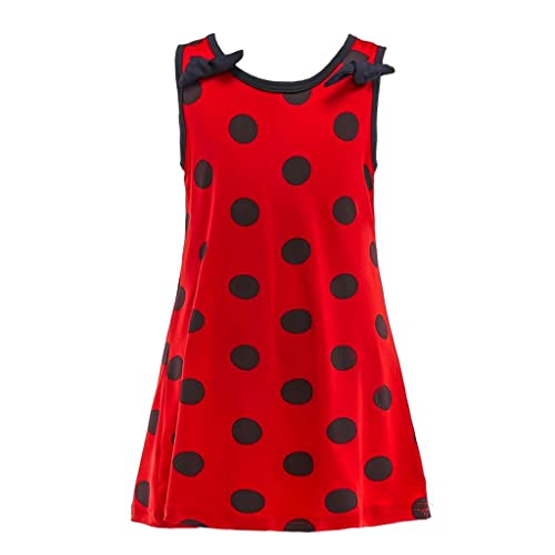 Lito Angels Ladybug Marienkäfer Kostüm Kleid für Kinder Mädchen, Rot Schwarz Polka Dot Ärmellos Nachthemd Nachtwäsche, Größe 6-7 Jahre 122 (Tag-Nummer 120) von Lito Angels