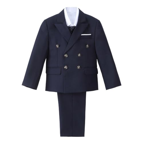 Lito Angels Navy Blau Smoking Anzüge und Sakkos für Kleinkind Jungen, 5 Teilig Set mit Blazer und Weste Größe 2-3 Jahre 92 von Lito Angels