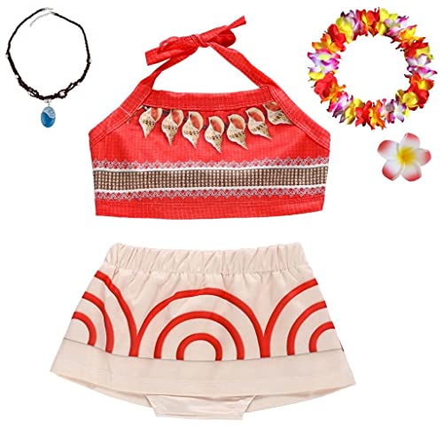 Lito Angels Prinzessin Vaiana Tankini Badeanzug Zweiteiler mit Zubehör für Kinder Mädchen, Sommer Bademode Schwimmanzug Größe 18-24 Monate 92 von Lito Angels