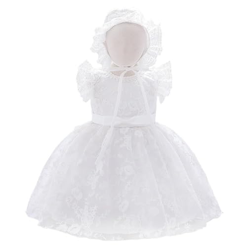 Lito Angels Taufkleid Taufkleidung Taufe Weiß Kleid mit Spitze Bonnet Hut für Baby Mädchen Größe 12-18 Monate 86 (Tag-Nummer 80) von Lito Angels