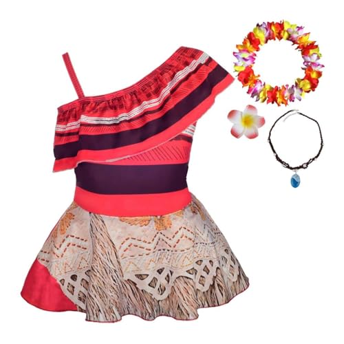 Lito Angels Vaiana Badeanzug Einteiler mit Zubehör für Kinder Mädchen, Bademode Schwimmkleid Sommer Strand, Größe 5-6 Jahre 116 von Lito Angels