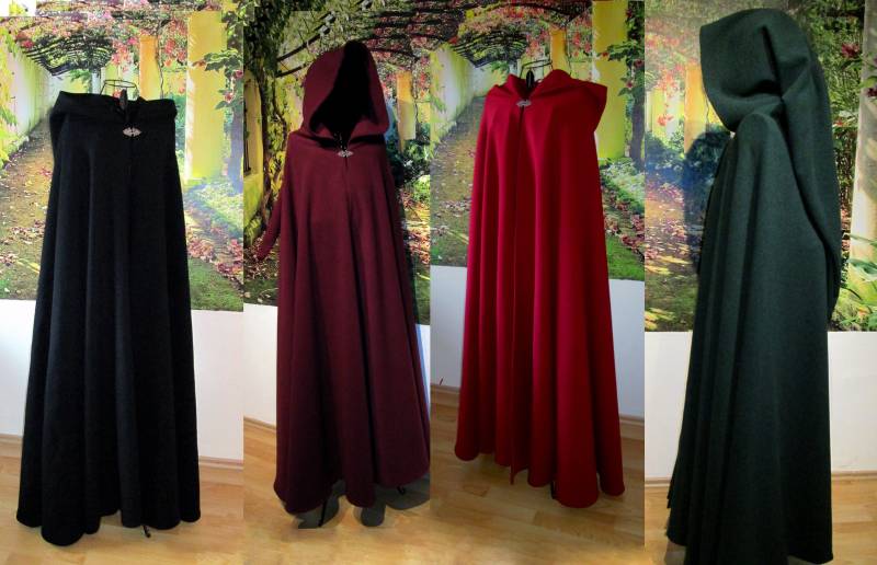 Mit Armschlitzen - Umhang Wolle Kapuze Cape Mittelalter Kaschmir von LittIeRedRidingHood