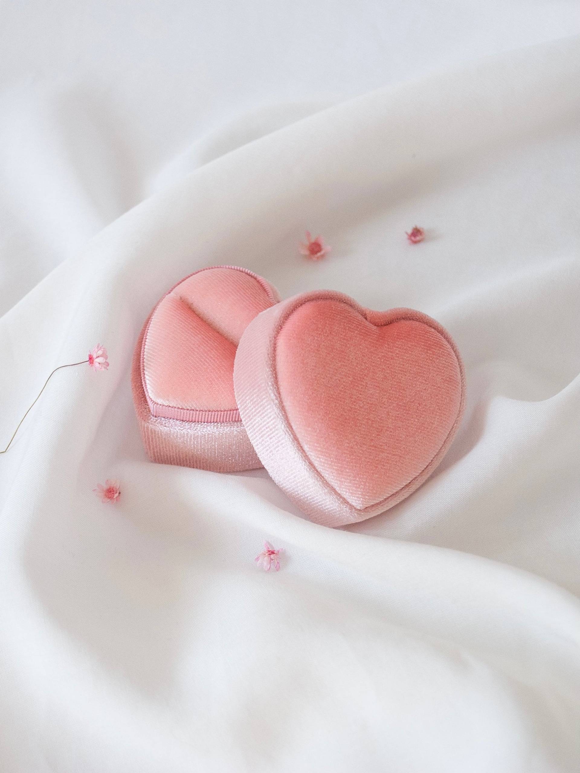 Ringschatulle Herzform | Einzel Ring Box Rosa von LittePrintStudio