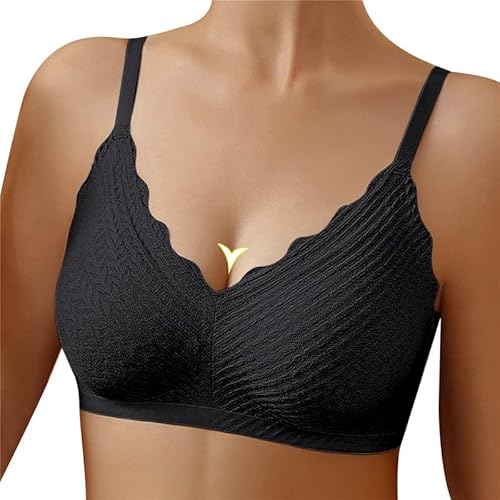 Damen BH ohne Bügel Push Up BH für kleine Brüste sexy V-Ausschnitt Bustier Damen Soft Spitze Minimizer BH Abnehmbarer Latex-Gepolsterter Bügelloser Bustier für Schlafen Yoga von Litthing