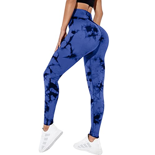 Litthing Gym Leggings Frauen Scrunch Nahtlose Leggings Hohe Taille Leggings Tie Dye Yoga Hosen für Training Bauchkontrolle Sport Tights für Yoga Laufen Fitness von Litthing