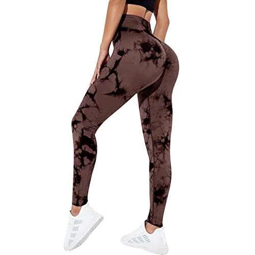 Litthing Gym Leggings Frauen Scrunch Nahtlose Leggings Hohe Taille Leggings Tie Dye Yoga Hosen für Training Bauchkontrolle Sport Tights für Yoga Laufen Fitness von Litthing