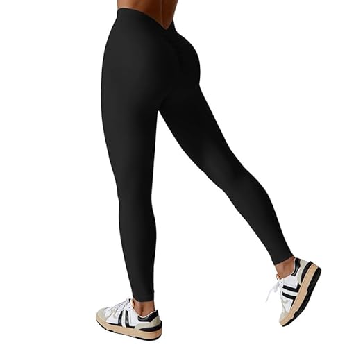 Hohe Taille Leggings für Frauen V Back Gym Scrunch Leggings Fitness Mädchen Aktive Buttery Weiche Elastische Opaque Bauchkontrolle Yoga Hosen Gym Workout Tights von Litthing