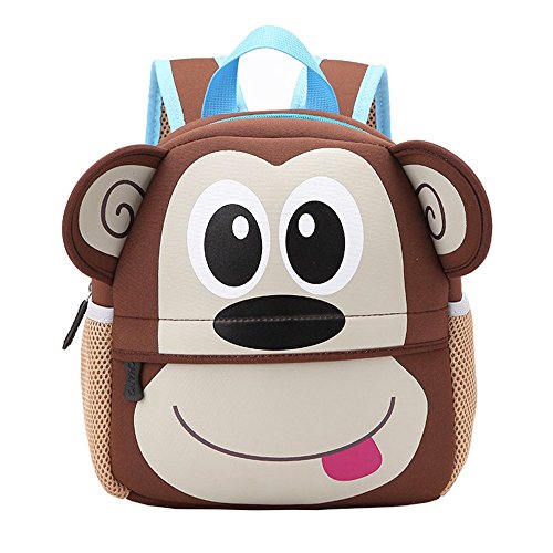 Kinderrucksack Bunter Leichter und Moderner Babyrucksack Süßer Cartoon Tier Design auf der Schultasche für Kinder 2-5 Jahre Alt für Junge und Mädchen (AFFE, 21 * 8 * 26 cm) von Litthing