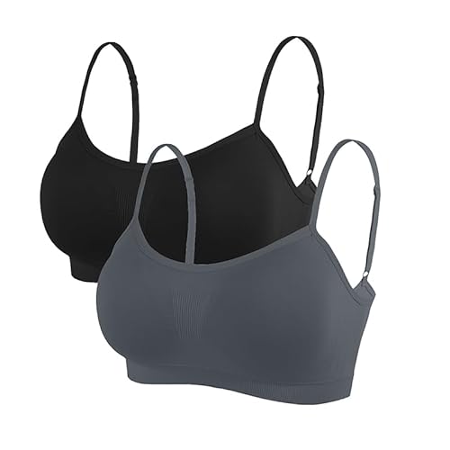 Litthing Damen Sport BH Nahtlos Komfort-BHS Gepolsterte Damen-Oberteile Verstellbarer Träger Bralettes Weste-Stil Athletisches kabelloses Wickel-Brust-Crop-Top für Yoga Fitness Training von Litthing