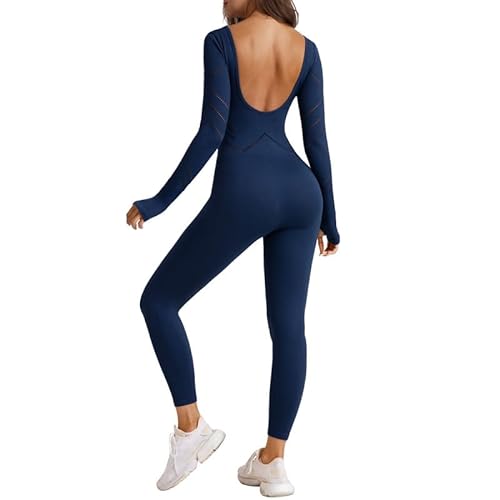 Litthing Damen Sport Jumpsuit Tights Shape Stretch Sport Outfit Flache U Ausschnitt-Strumpfhose Overall U Einteiler Trainingsanzüge von Litthing