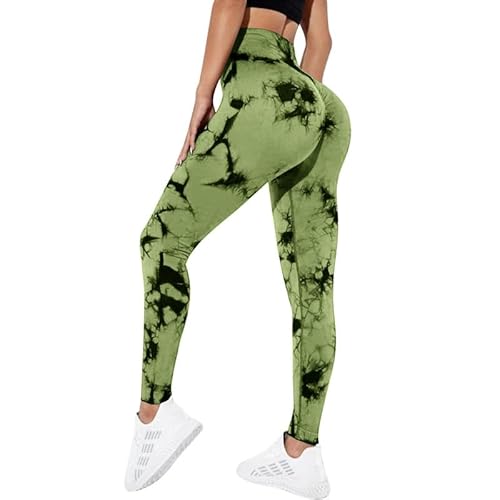 Litthing Gym Leggings Frauen Scrunch Nahtlose Leggings Hohe Taille Leggings Tie Dye Yoga Hosen für Training Bauchkontrolle Sport Tights für Yoga Laufen Fitness von Litthing