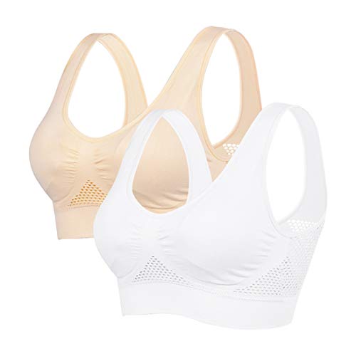 Litthing Damen Soft-BH Strech Ohne Buegel Push up Yoga Sports BH Mesh Atmungsaktiv Womens Basic BH 1/2/3 Set Bequem BH Top Angenehm von Litthing