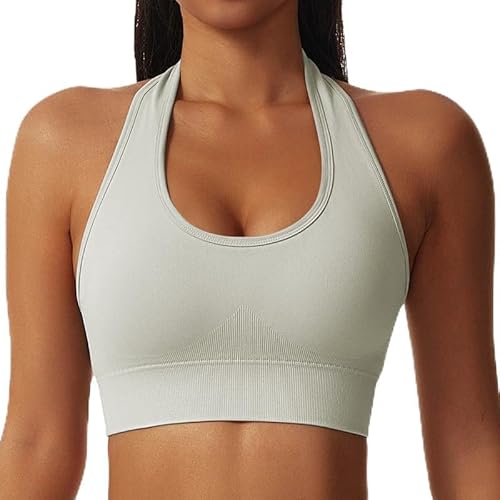 Litthing Neckholder Sport BH Damen, Rückenfrei Gepolstert Sports Bra, Push up Ohne Bügel Bustier Sexy Mittlerer Halt Rückenfrei Crop Top für Yoga Fitness Gym von Litthing