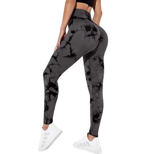 Litthing Sport Leggings Damen High Waist Stretch Leggings Seamless Push Up Booty Laufhose Scrunch Butt Batik Sporthose für Yoga Fitness Gym von Litthing