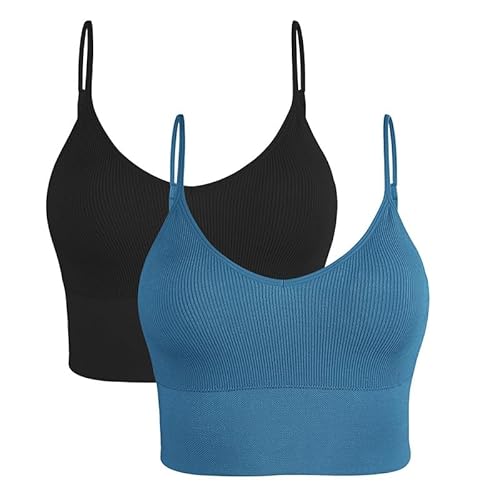 Litthing Sportbekleidung Sport BH Damen Gepolstert Bustier Damen BH ohne Buegel Spaghettiträger Push up BH Leicht BH Sport Bra Top für Yoga Fitness Workout Laufshirt von Litthing