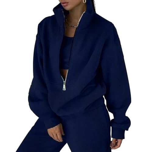 Litthing Trainingsanzug Damen Full Set Lounge Wear Sets 2-teilige Damen Fleece Trainingsanzüge Komfort Langarm Activewear Zip Mantel Tops Hosen Sets Mode Casual Thermal Trainingsanzug Herbst Winter von Litthing