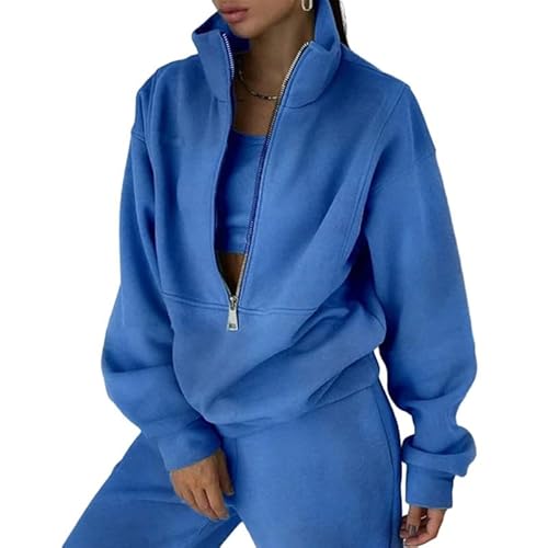 Litthing Trainingsanzug Damen Full Set Lounge Wear Sets 2-teilige Damen Fleece Trainingsanzüge Komfort Langarm Activewear Zip Mantel Tops Hosen Sets Mode Casual Thermal Trainingsanzug Herbst Winter von Litthing