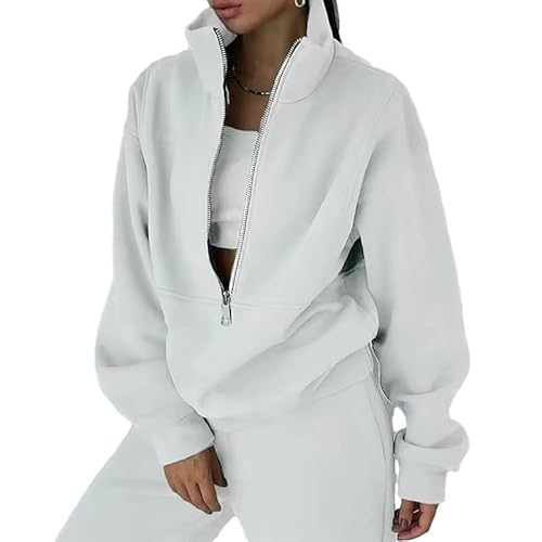 Litthing Trainingsanzug Damen Full Set Lounge Wear Sets 2-teilige Damen Fleece Trainingsanzüge Komfort Langarm Activewear Zip Mantel Tops Hosen Sets Mode Casual Thermal Trainingsanzug Herbst Winter von Litthing