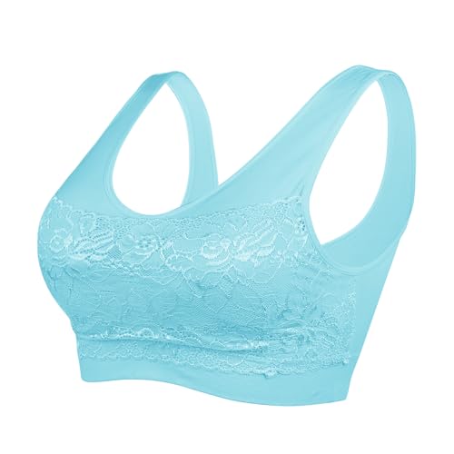 Litthing Underwear Damen Sport BH Spitze Büstenhalter 1/2/3er Pack Atmungsaktiver Bequem für Yoga Fitness-Training (Blau, XL) von Litthing