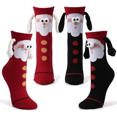 Litthing Weihnachtssocken Magnetische Holding Hands Socks Unisex Lustige Paarsocken Neuartige 3D Freundschaftssocken Mit Magnetarmen Christmas Socken Geschenk für Frauen und Männer von Litthing