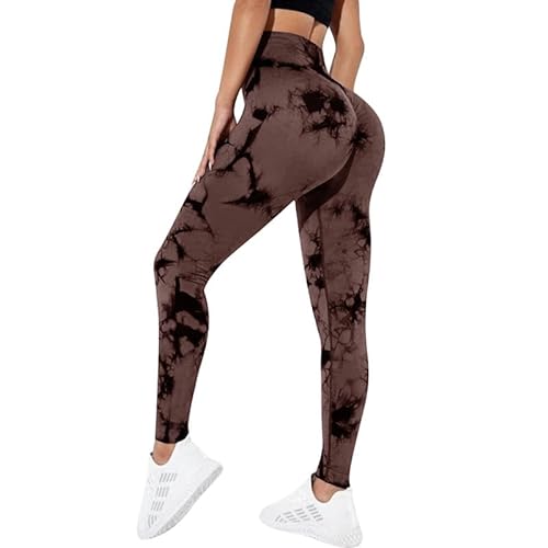 Sport Leggings Damen Sportleggins Lang Stretch Yoga Hosen High Waist Leggings Sport Booty Scrunch Butt Push Up Batik Leggings für Gym Fitness Workout von Litthing