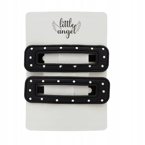 2er Set Haarspangen für Damen und Mädchen – Rechteckige Haarclips mit Polka Dots – Stylische Haarklammern in Schwarz & Weiß – Modisches Haar-Accessoire für Alltag, Party oder Schule (Schwarz) von Little Angel