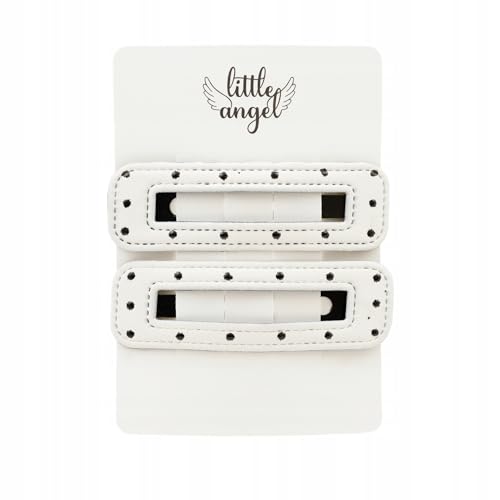 2er Set Haarspangen für Damen und Mädchen – Rechteckige Haarclips mit Polka Dots – Stylische Haarklammern in Schwarz & Weiß – Modisches Haar-Accessoire für Alltag, Party oder Schule (Weiß) von Little Angel